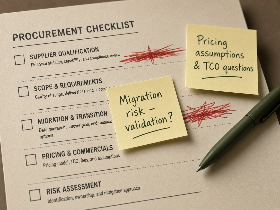 B2B buying team reviewing a complicated software migration plan